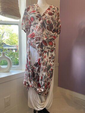 Vivienne Westwood Anglomania Blouse & Skirt Set in Botanical Poppy Print